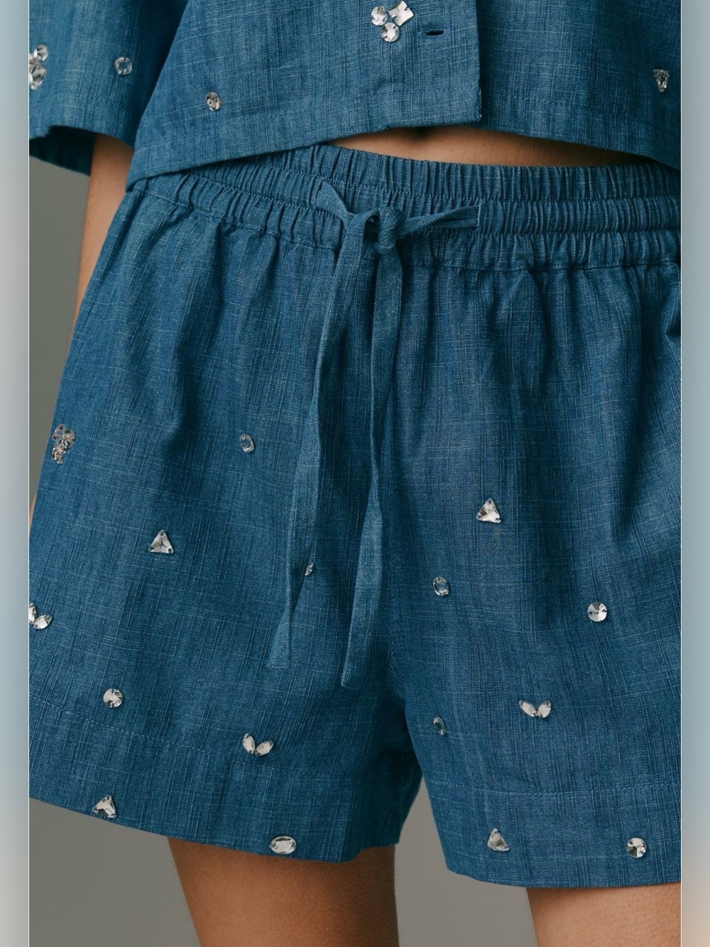 Pilcro Chambray Jeweled Shorts